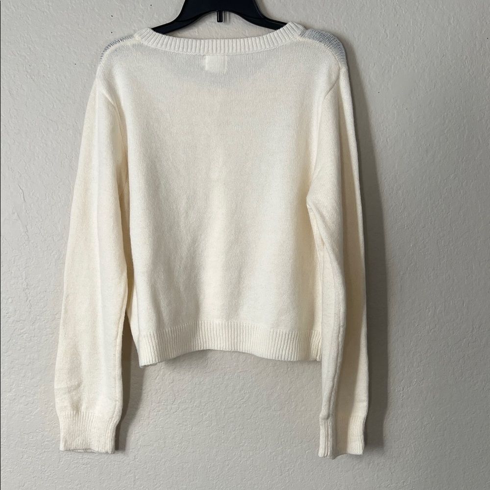 Like New! Luna Ivy 3D Bow Cardigan Sweater Ivory With Pearl Buttons in Size L - Picture 6 of 13